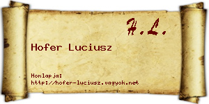 Hofer Luciusz névjegykártya